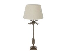 Palm Springs Table Lamp Silver With Dark Natural Shade - ELHK2101