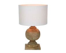 Coach Wood Table Lamp With White Shade - KITELDOMR-2356-02