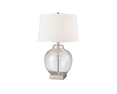 Ellyn Glass & Nickel Lamp With White Linen Shade - OWDU0123
